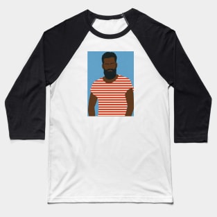 Man With Striped Shirt Baseball T-Shirt